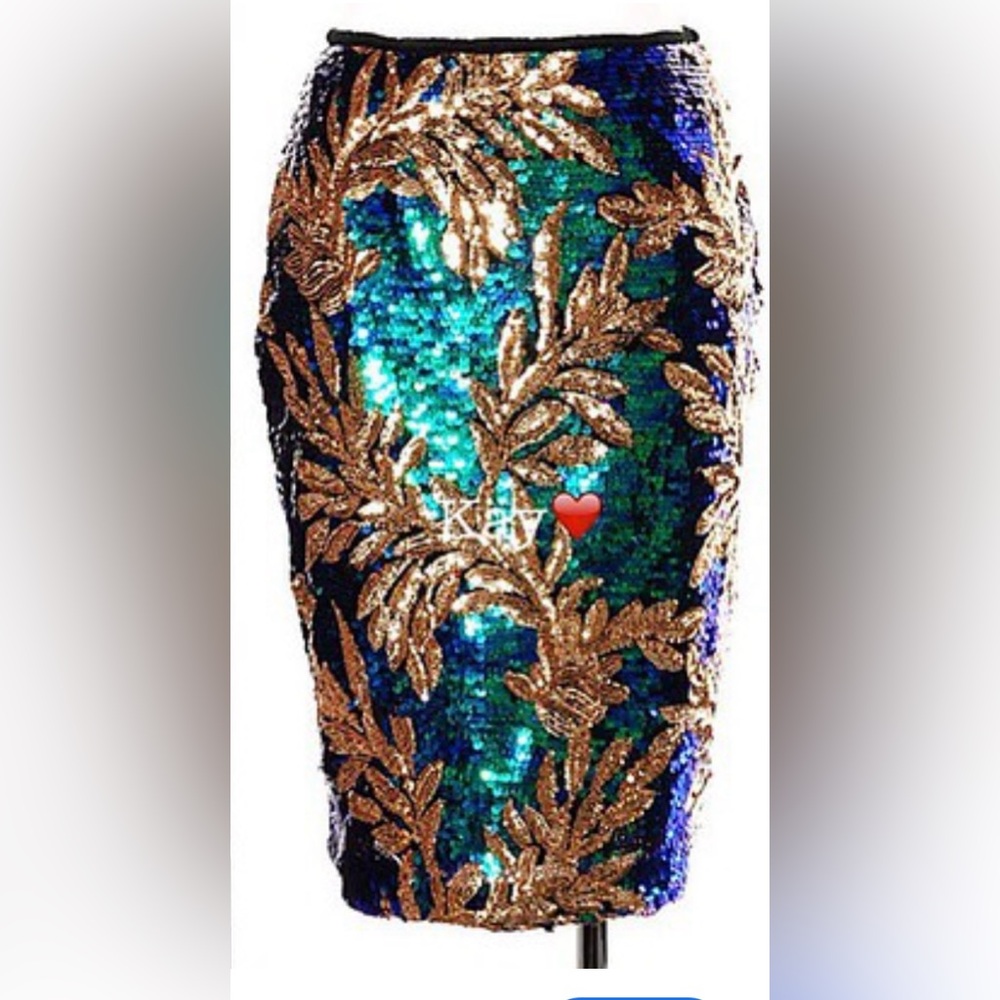 Sequin Embellished Skirt - Blue and Gold